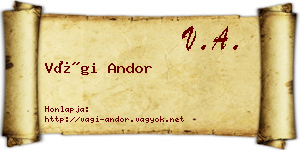 Vági Andor névjegykártya