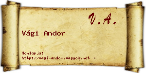 Vági Andor névjegykártya
