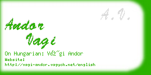 andor vagi business card